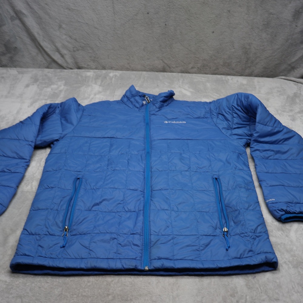 Columbia TurboDown Jacket Mens Large Blue Omni-Heat Insulated Quilted Puffer